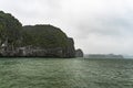 A dark and misty overcast morning on Halong Bay Vietnam Royalty Free Stock Photo