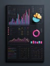 Dark mode dashboard displaying business data analytics Royalty Free Stock Photo