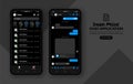 Dark mode of mobile chat appliaction mockup, messenger template for social media post Royalty Free Stock Photo