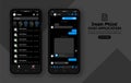 Dark mode of mobile chat appliaction mockup, messenger template for social media post