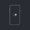 Dark Mode Switch Vector Illustration on Frameless Smartphone. Night Mode Slider Icon Image