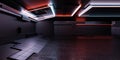 dark modern futuristic technology station space ship sci-fi laboratory 3d render illustration Royalty Free Stock Photo