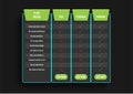 Dark modern pricing table with green recommended option. Comparison pricing list. Comparing price or product plan chart compare