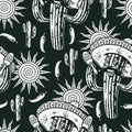 Dark monochrome background with Mexican cactus