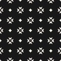 Dark monochrome gothic vector seamless pattern with small crosses, diamonds