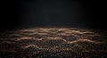 Golden glowing particle waves on a dark background Royalty Free Stock Photo