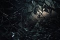Dark and moody background with shattered glass texture and sharp edges