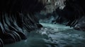 dark and moody cave waterfall landscape Royalty Free Stock Photo