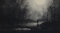 Dark And Moody Landscape: A Dreamlike Journey In The Mist
