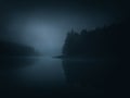 Dark moody landscape of a lake