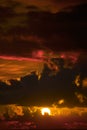 Dark moody orange sunset sky Royalty Free Stock Photo