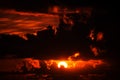 Dark moody red sunset sky Royalty Free Stock Photo
