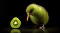 Dark And Moody Still Life: Kiwi Bird With Slice Of Kiwi