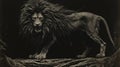 Dark And Moody Still Life: Majestic Lion In Monochromatic Imagery