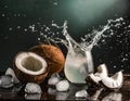 Dark And Moody Still Life Natural Coconut Water With Splash And Ice