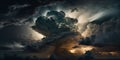 Dark moody storm clouds. Ominous weather warning. generative ai