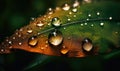 The dark and moody style of the photo of dew drops on a leaf was a beautiful and captivating representation of nature