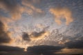 Dark and moody sunset sky. Warm and cool color. Nature background