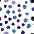 Dark Multicolor vector seamless natural pattern with flowers, leaves. Royalty Free Stock Photo