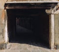 Dark and mysterious alleyway in Venice`s Jewish Ghetto. Royalty Free Stock Photo