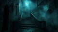 Dark and Mysterious Castle Staircase at Night Royalty Free Stock Photo