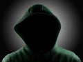 Dark mysterious or faceless man in a hoodie is hiding his face, hacker, anonymous