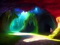 Dark Mysterious Fantasy Cave Cistern, Ai generated