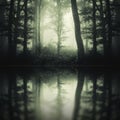 Dark mysterious forest reflection Royalty Free Stock Photo