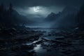 Dark and mysterious nocturnal landscapes with deep