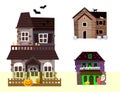 Dark mysterious obscure gloomy terrible witch castle with spooky for Halloween design vector illustration