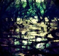 Dark mystical forest swamp