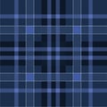 Dark navy and blue scottish tartan plaid. Seamless pattern . Traditional woven texture.