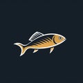 Dark Navy And Gold Fish Logo Icon Design Illustration