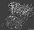 Dark negative street roads map of the Bochum-SÃÂ¼d district of Bochum, Germany Royalty Free Stock Photo