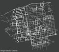 Dark negative street roads map of the Borgo-Sanzio district of Catania, Italy