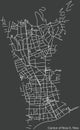 Dark negative street roads map of the Canton of Nice-5 district of Nice, France