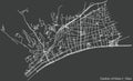 Dark negative street roads map of the Canton of Nice-1 district of Nice, France