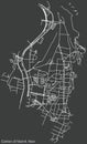 Dark negative street roads map of the Canton of Nice-8 district of Nice, France