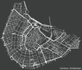 Dark negative street roads map of the Centrum Central district of Amsterdam, Netherlands