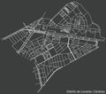 Dark negative street roads map of the Levante district of Cordoba, Spain