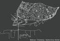 Dark negative street roads map of the Quartier Bellevue - Chantenay - Sainte-Anne district of Nantes, France