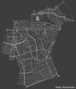 Dark negative street roads map of the West district of Amsterdam, Netherlands