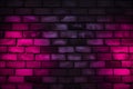 Dark neon pink brick wall background