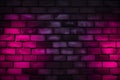 Dark neon pink brick wall background Royalty Free Stock Photo