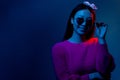 dark neon portrait eyewear fashion girl sunglasses