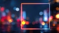 Dark Neon Rounded Square Frame With Shining Effects On A Glowing Techno Background Royalty Free Stock Photo