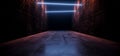 Dark Neon Sci Fi Futuristic Glowing Blue Orange Lights Corridor Tunnel Underground Warehouse Stone Medieval Walls Cement Concrete