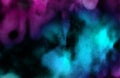 Dark neon watercolor on black paper background. Vivid ink textured blue, pink and purple color canvas for modern design Royalty Free Stock Photo