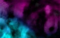 Dark neon watercolor on black paper background. Vivid ink textured blue, pink and purple color canvas for modern design Royalty Free Stock Photo