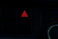 dark night. car dashboard on it emergency warning sign Royalty Free Stock Photo